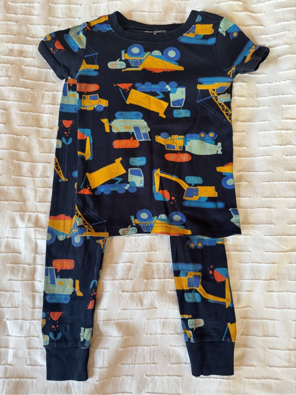 Old Navy Navy Blue Construction Print Kids Pajama Set